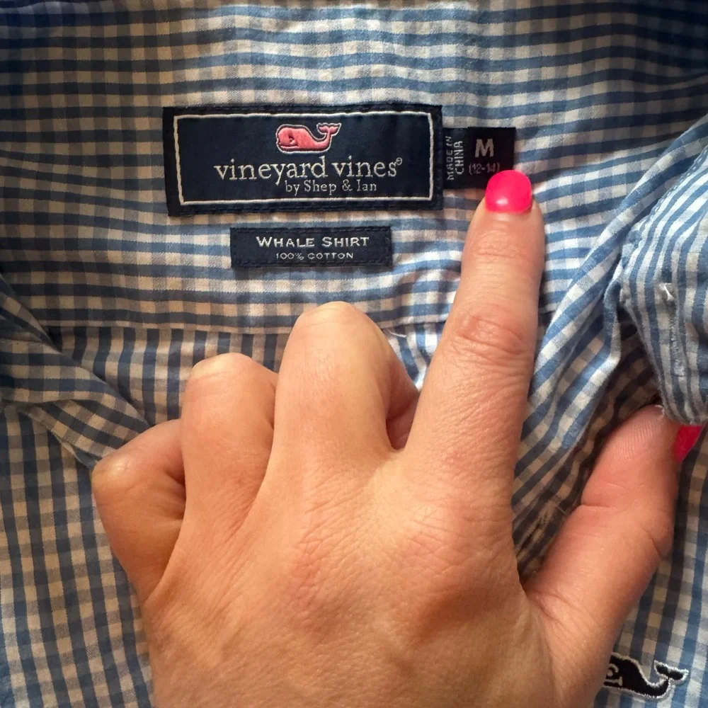 Boys Vineyard Vines Navy Checkered Button Down Shirt